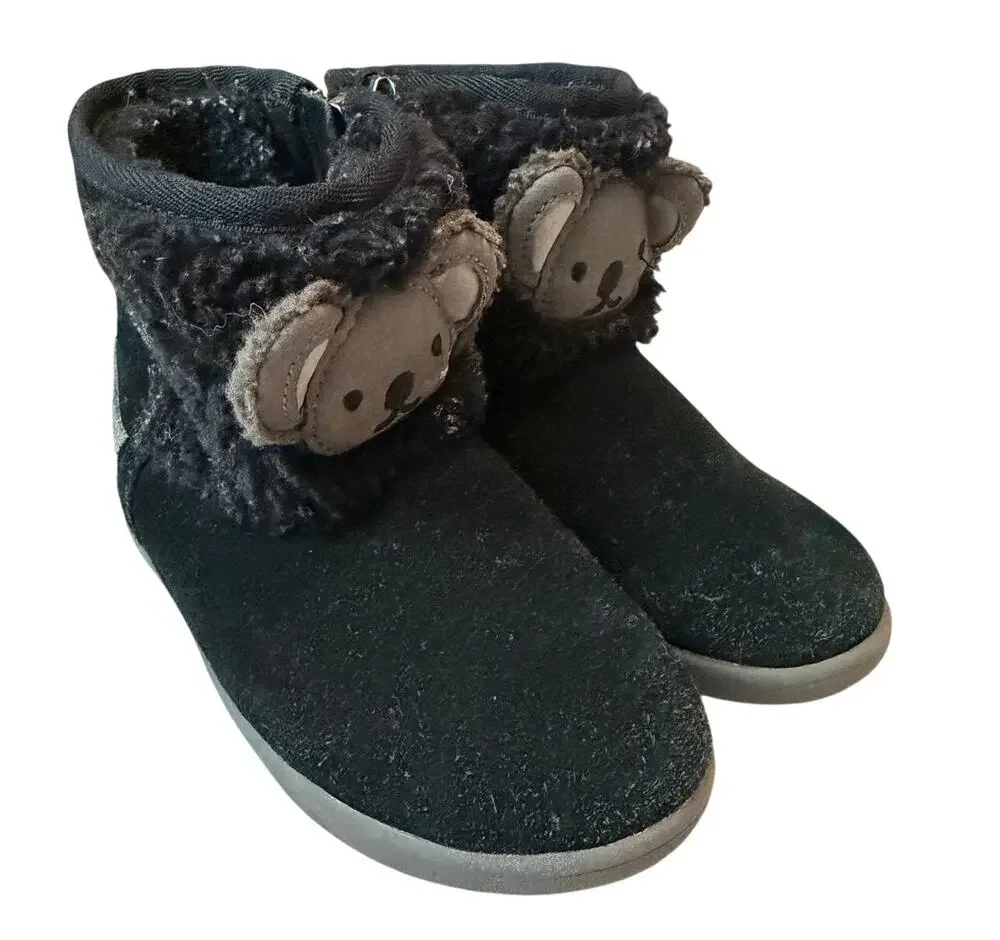 UGG Australia Toddler Size 11 Koala Stuffie Boots Black Suede